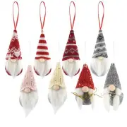 8 Pack Christmas Gnomes Ornaments, Swedish Handmade Plush Gnomes Santa Elf Ta...