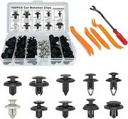 FOUNDCOOL 105pcs-10 Types Universal Car Trim Clips Retainers Panel Push-Type Pins Rivets Fasteners Replacement Molding for Cars Trucks SUVs Bumper Door Fender Engine Cover Removal Tools
