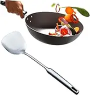 Mikinona Stainless Steel Cooking Spatula Sturdy Turner with Long Handle for Household Use Easy to Clean Heat Kitchen Utensil for Cooking and Baking