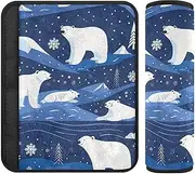 Dark Blue Polar Bear 2 pcs carseat Shoulder Strap Pads, Stop seat Belt Cutting into Neck, seat Belt Pads for Adults for Airplane Sedan Van