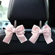 BVGACI 2 Pack Car Purse Hooks, Cute Bow Car Seat Headrest Hook Hanger for Purses and Bags (p-ink)