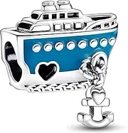 [The Charmery] Cruise Ship Boat Charm 925 Sterling Silver Charm Compatible with Pandora Charms,and Many Other UK Charm Bracelets., Metal