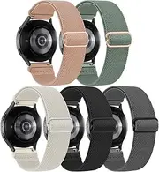 [T Tersely] (5 Pack) 20mm Elastic Solo Loop Bands for Samsung Galaxy Watch FE 7 6 5 4 40/44mm, Soft Stretch Adjustable Nylon Sport Straps for 6/4 Classic