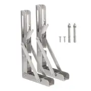 2 Pcs 7" Folding Wall Shelf Brackets Stainless Triangle Heavy Duty, Silver