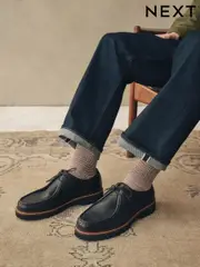 Black Chunky Sole Apron Shoes (AA7998) | $124