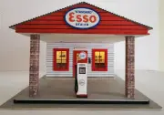 1/24 Scale Handmade Vintage Esso Gas Station Diorama display LED Lighted New