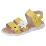 Nevenka Girls Fashion Flower Sandals Flat Open Toe Shoes for Summer-Yellow