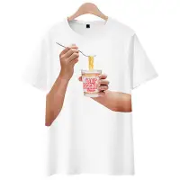 在飛比找蝦皮購物優惠-新品熱銷日清pao mian短袖吃麵趣味t恤學生泡麵圓領白色