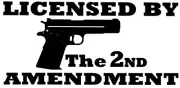 6 Pack Licensed By The 2nd Amendment White & Black Vinyl Decal Bumper Sticker