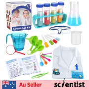 Kids Science Experiment Starter Kit Lab Coat Goggle Scientist Costume Home STEM