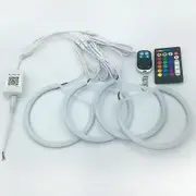 For BMW E46 LED Angel Eyes 131mm 146mm APP RF Controller RGB Colorful Multicolor Car Halo Semicircle Daytime Running Lights APP24key4key-131-146