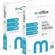 A3 Paper 80g 2 Pack of 500 Sheets Multifunction Paper for Inkjet and Laser Printers A3 Sheets 297 x 420 mm Ideal for Office and Home · m-Office (1000 Sheets)