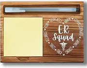 ER Squad Sticky Note Holder, Emergency Room Team Gifts, Thank You Gifts for ER Nurses and Doctors, Wooden Sticky Note Pad Holder, Medical Office Desk Accessories WPP77