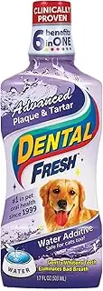 Dental Fresh Water Additive – Advanced Plaque and Tartar Formula for Dogs – Clinically Proven, Add to Pet’s Water Bowl to Whiten Teeth, Eliminate Bad Breath and Improve Oral Health (17oz)