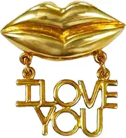 Rapport(ラポール) Selection Keyes Vintage Lip Brooch, Made in Canada, Gold, 22KGP 111847, 小, Metal
