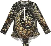 [Joitme] Crescent Star Black Girls' Summer Toddler Swimsuit 3T