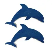 Dolphin Step Marker for Swimming Pool, (4.5" - Blue Glitter ) - (2 Pack).