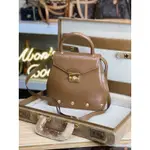 FERRAGAMO VINTAGE焦糖色BOX牛皮金扣手提/斜背兩用包