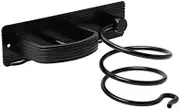 Hair Dryer Holder,Aluminium Wall Mounted Hair Dryer Organizer Rack Hair Straightener Holder Bathroom Set (Black)