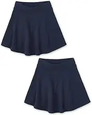 [The Children's Place] Girls' 2 Pack Active French Terry Skort, Sandy/Tidal