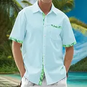 Men's Tropical Plants Summer Hawaiian Shirt Button Up Shirt Short Sleeve Hawaiian Resort Vacation Holiday Beach Wear Summer Spring Turndown 3D Print Collared S