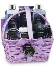 Lovery Home Spa Gift Basket - Lavender & Jasmine Bath and Body Care Package