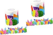SHINEOFI 2 Rolls Waterproof Easy-Remove Blackboard Decorative Colorful Leaves Border Stickers School Burlap Classroom Decoration Classroom Border Trim Removable Decals Bulletin Board Trim