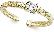 [JewelryWeb] 14k Yellow Gold Pattern Band CZ Simulated Diamond Cubic Zirconia toe ring-toe ring for Women and Men