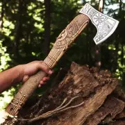Handmade Carbon steel Sharp Blade Viking Axe Hand-Forged Ash-wood Handle Gift AU