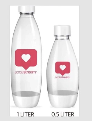 SodaStream 2 Carbonating Soda Bottles,NEW 0.5 & 1 Liter Slim,Heart Love,Mom & Me