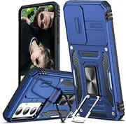 [LeYi] for Samsung A55-5G Case: Samsung Galaxy A55 5G Case with Magnetic Metal Ring Kickstand & Slide Camera Cover, Dual Layer Protective Military-Grade Shockproof for Galaxy A55 Case, Navy Blue