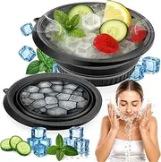 XANGNIER Face Bowl for Ice with Built-In Ice Tray – Collapsible Silicone Facial Ice Bath Bowl for Cold Plunge Therapy, Skin Tightening & Acne Relief – Black Portable Spa Tool for Home & Travel
