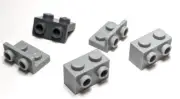 Lego - Lot of 5 - Grey Gray, Brick Special 1 x 2, Bracket 1 x 2 - 1 x 2