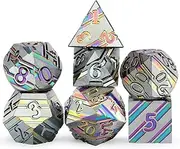 DNDND Rainbow Stripe DND Metal Dice Set,7 PCS Zinc Alloy D&D Dice Set with Gift Case for Dungeons and Dragons D&D (Rainbow)