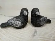 New! Set of 2 BLACK BIRDS Shelf Sitter Halloween Table Decor Figurine Moody