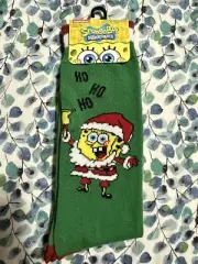 SPONGE BOB SQUAREPANTS Christmas Santa Clause UNISEX Holiday Socks - SZ 6-12