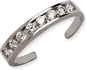 [JewelryWeb] 14k White Gold CZ Simulated Diamond Adjustable Elegant Multistone Body Jewelry toe ring-toe ring for Women