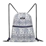 Drawstring Backpack String Bag Sackpack Cinch Water Resistant Blue Elephant