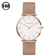 Japan Quartz Movement High Quality 36mm Hannah Martin Women Stainless Steel Mesh Rose Gold Waterproof Ladies Watch Dropshipping CB36-WFF