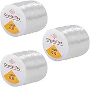 3 Roll 100m Crystal Clear Elastic Beading Threads, Amaezorx 0.6mm Elastic String for Bracelets, Stretchy Bead Cord String Clear Bracelet String for Bracelet, Beading, Jewelry Making