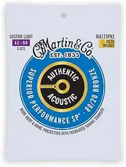 Martin MA175PK3 Authentic Acoustic - SP - 80/20 Bronze 3 Pack Custom Light (11-52)