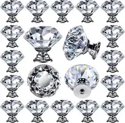 26 pcs Glass Cabinet Knobs Crystal Drawer Pulls Clear 30 mm Diamond for Kitchen, Bathroom Cabinet, Dresser and Cupboard by DeElf