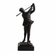 Bey Berk 12" Bronzed Metal Golfer on Marble Base.