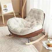 CADYNN Rocking Chair Modern Deerskin Velvet High Back Indoor & Outdoor Rocking Chair, Comfy Relaxed Rocking Chairs for Adults for Bedroom Living Room(Coffee)