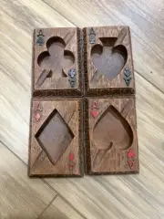 Vintage Burwood Ashtray Box Set - Ace Playing Cards Spades Hearts Diamonds Clubs