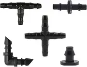Kalolary Irrigation Fittings Kit, Drip Irrigation Barbed Connectors for 1/4-Inch Tubing Flower Pot Vegetable Garden Lawn Water Hose Connectors