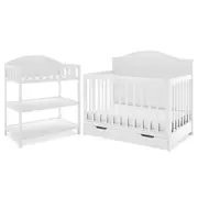 Cot & Change Table Nursery Room Set - White White