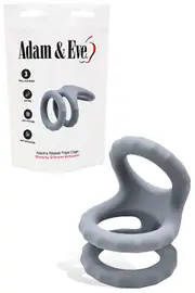 Adam and Eve Adam's 2.7" Triple Ring Ridged Silicone Cock And Ball Cage