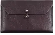[SLEDEZ] Leather File Folder Business Folder File Bag File Bag Information Bag Contract Bill Storage Bag(Brown)