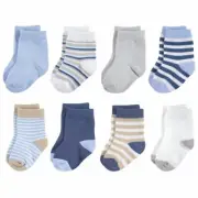 Touched by Nature Organic Basic Socks, 8-Pack, Tan and Light Blue